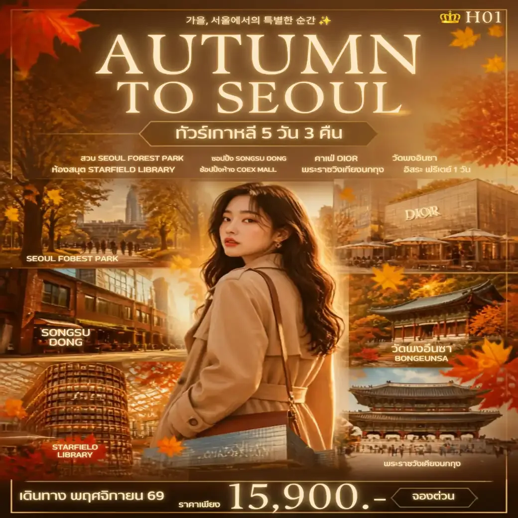 ทัวร์เกาหลี AUTUMN TO SEOUL 5วัน 3คืน (ZE)